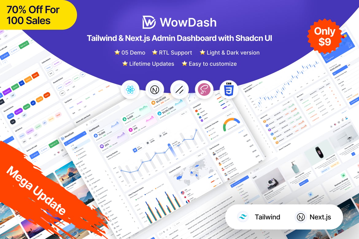 WowDash - Template Website Dashboard Admin Modern dengan Tailwind & Next.js