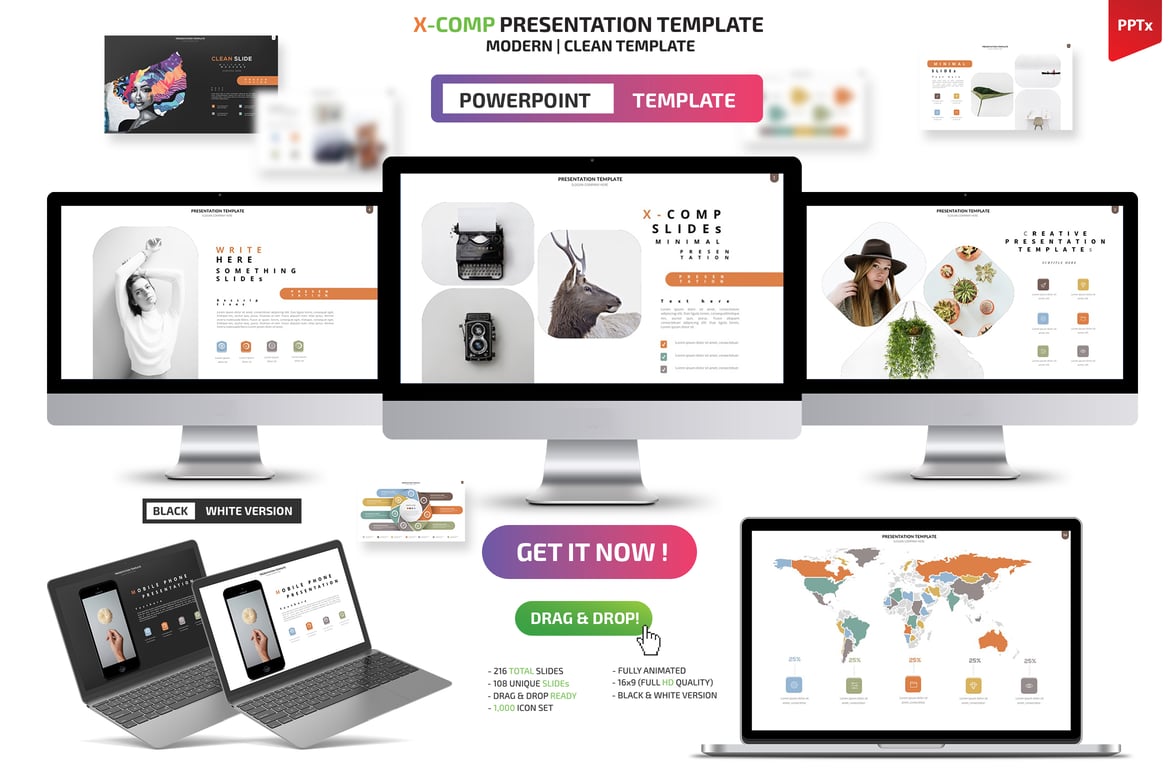 Template Presentasi PowerPoint X-Comp yang Menarik dan Profesional