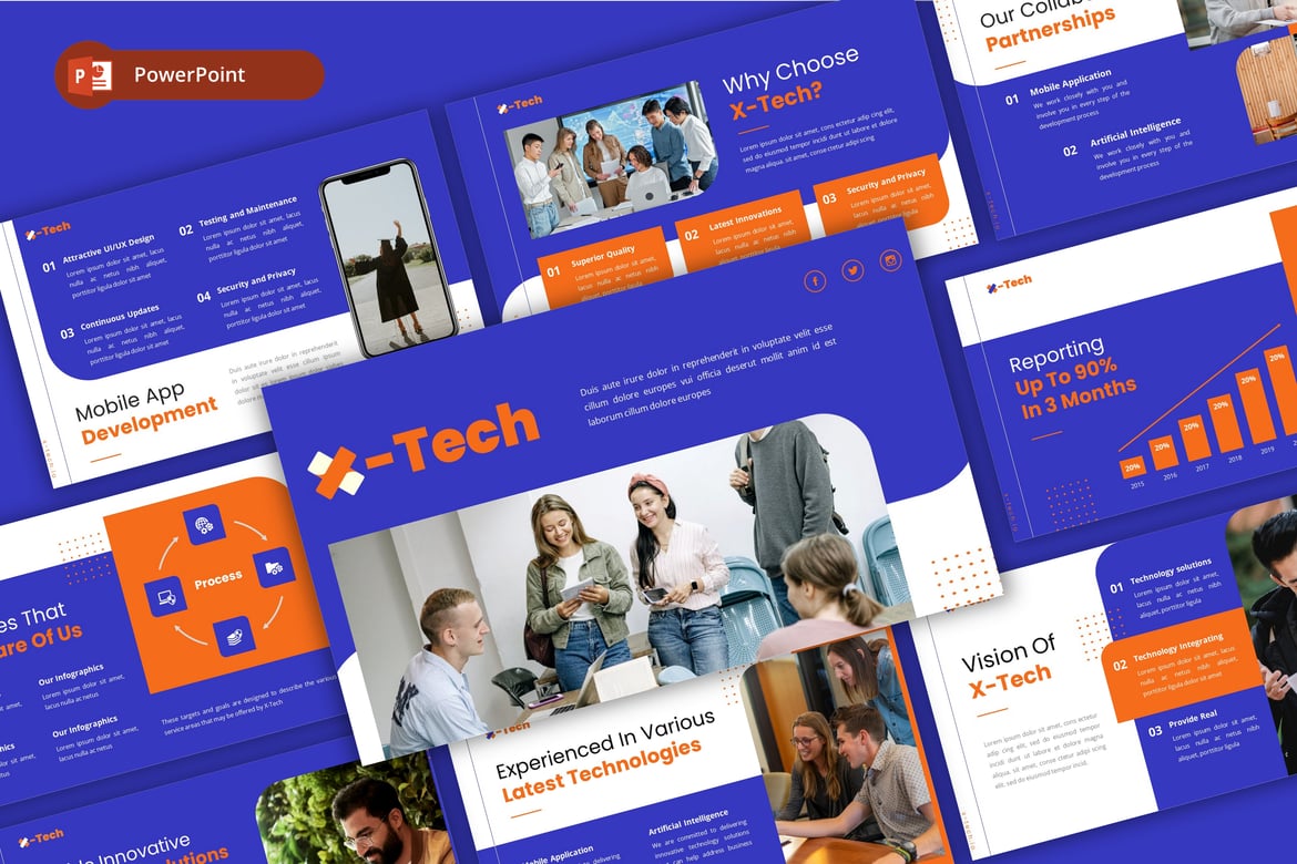 X-Tech - Template Presentasi PowerPoint untuk Agensi Perangkat Lunak