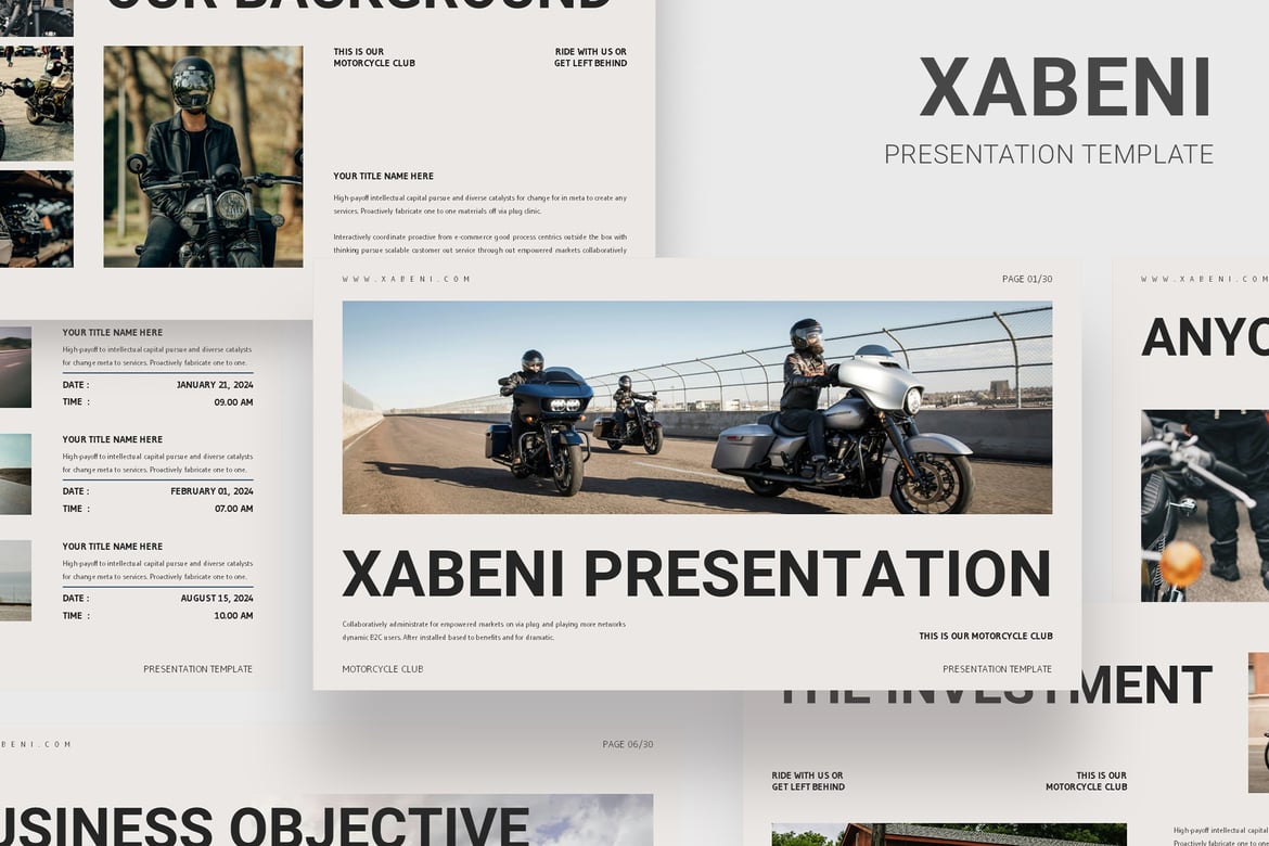 Template Presentasi Xabeni - Powerpoint untuk Klub Motor