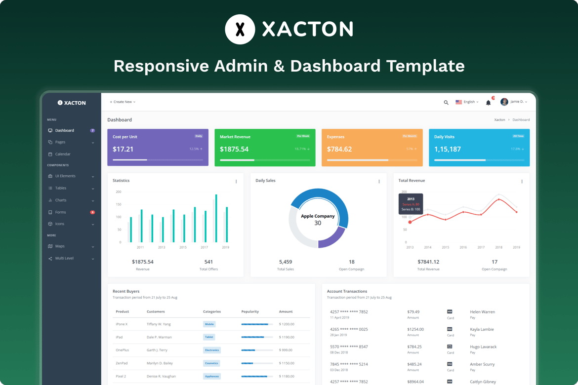 Xacton - Template Website Admin & Dashboard yang Fleksibel dan Modern