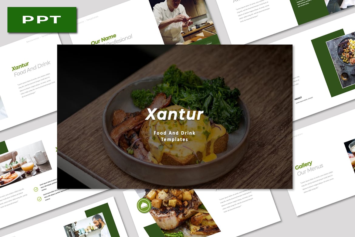Template Presentasi PowerPoint Xantur untuk Makanan dan Minuman