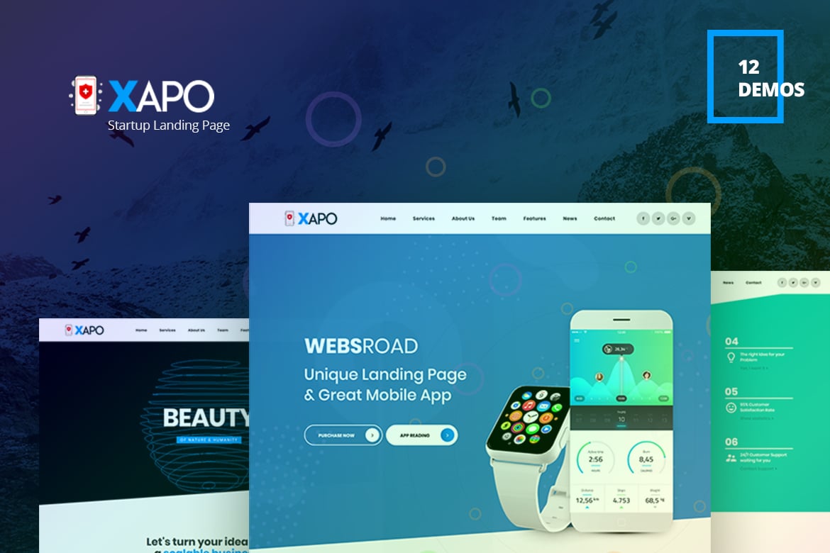Xapo - Template Website Landing Page Responsif yang Elegan
