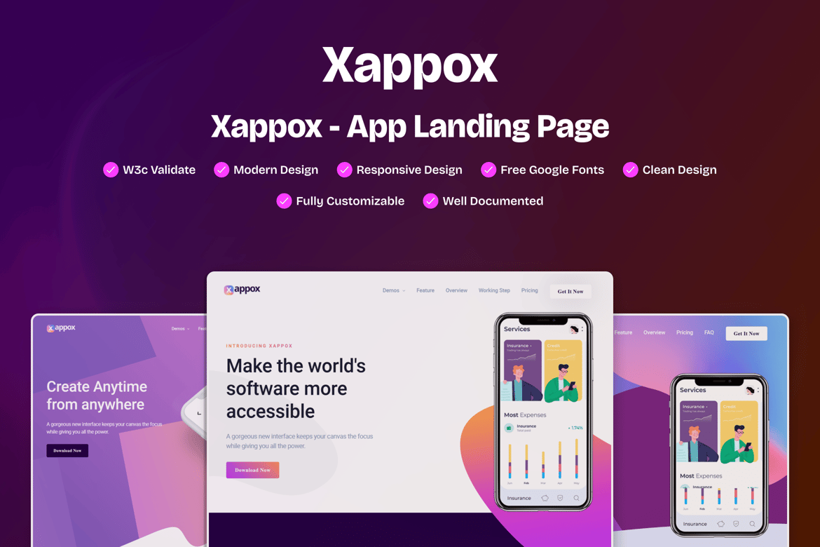 Xappox - Template Website Landing Page Aplikasi yang Menarik