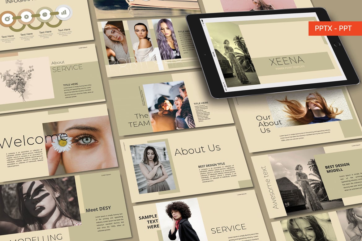 Template Powerpoint XENNA Fashion - Kreatif dan Stylish