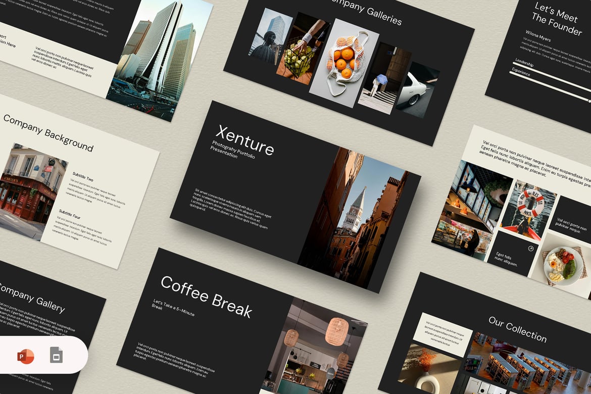 Xenture - Template PowerPoint Portfolio Fotografi yang Elegan