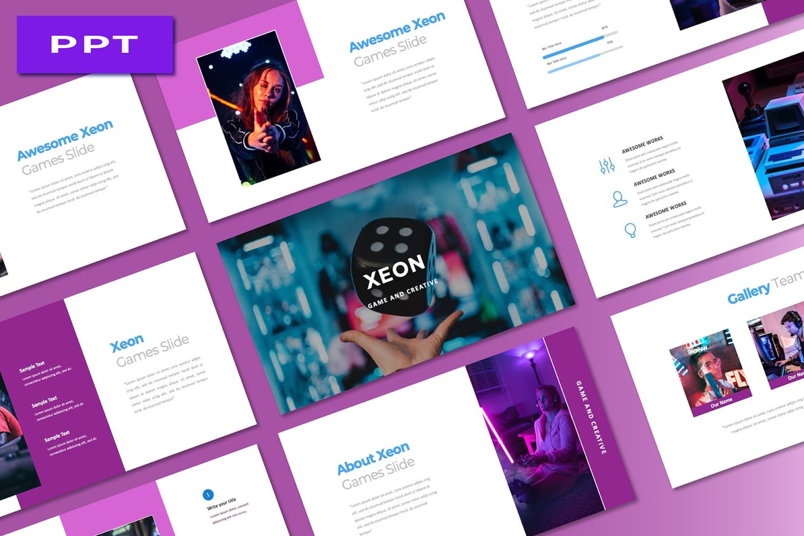 Template Presentasi PowerPoint Xeon untuk Gamer dan Kreatif