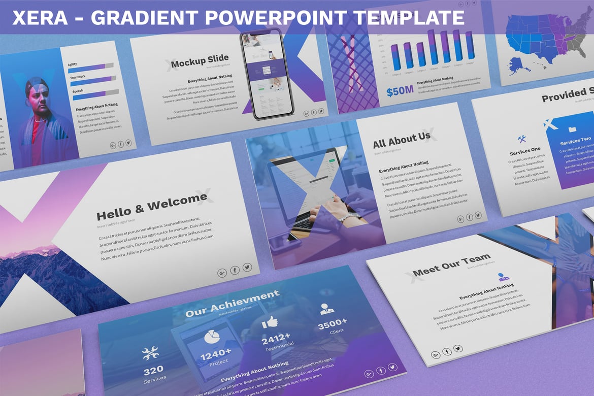 Template Powerpoint Xera - Desain Gradien Modern untuk Presentasi Menarik