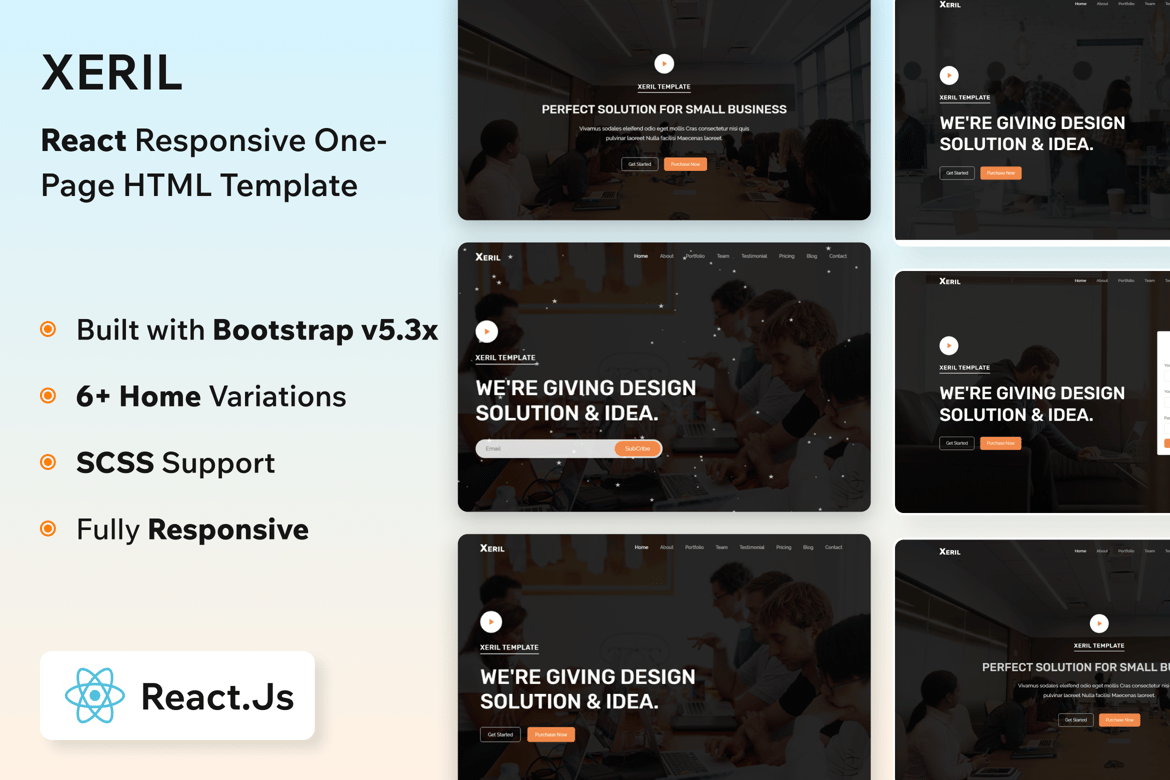 Xeril – Template Website One-Page React yang Modern dan Responsif