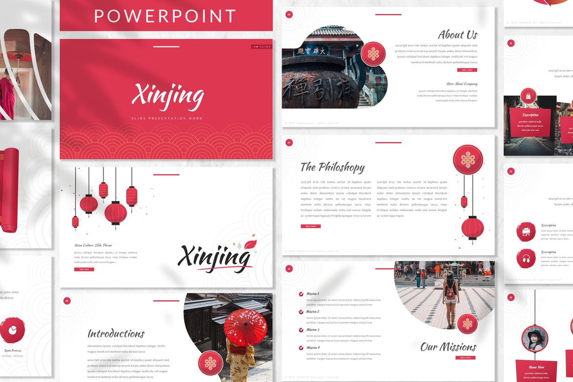 Xinjing - Template Powerpoint Bergaya Oriental yang Menarik