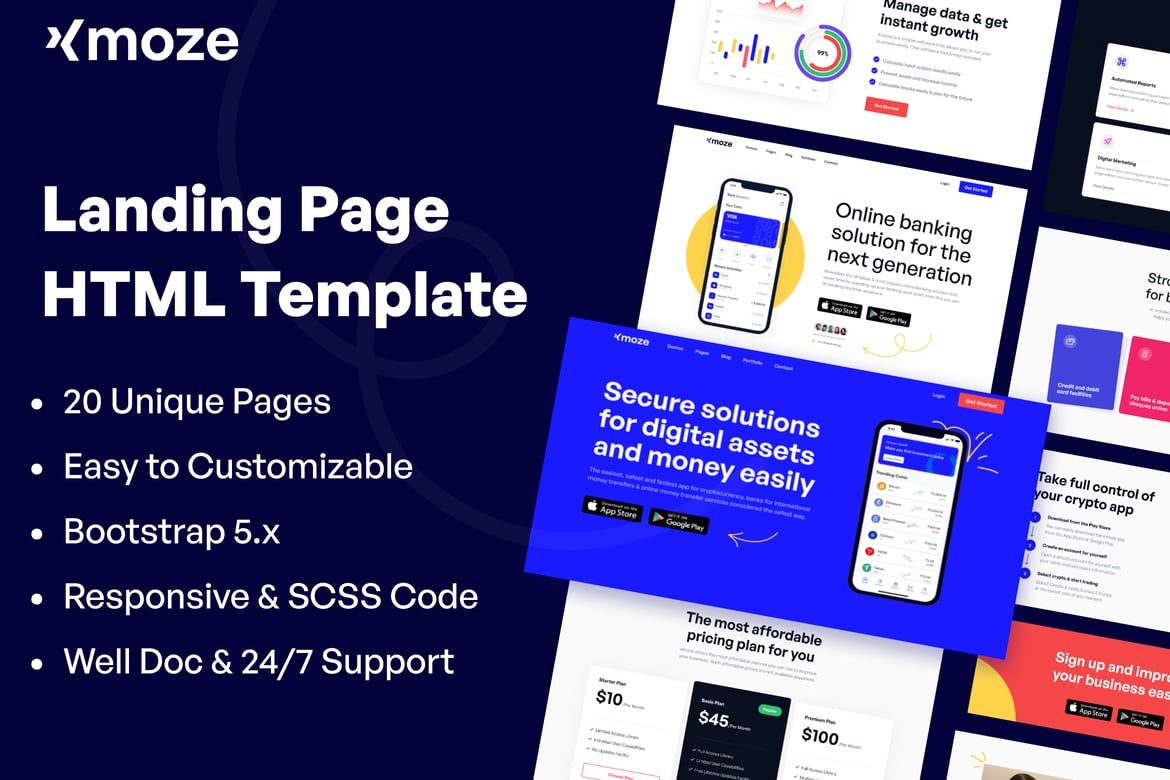 Xmoze - Template Website Landing Page Kreatif