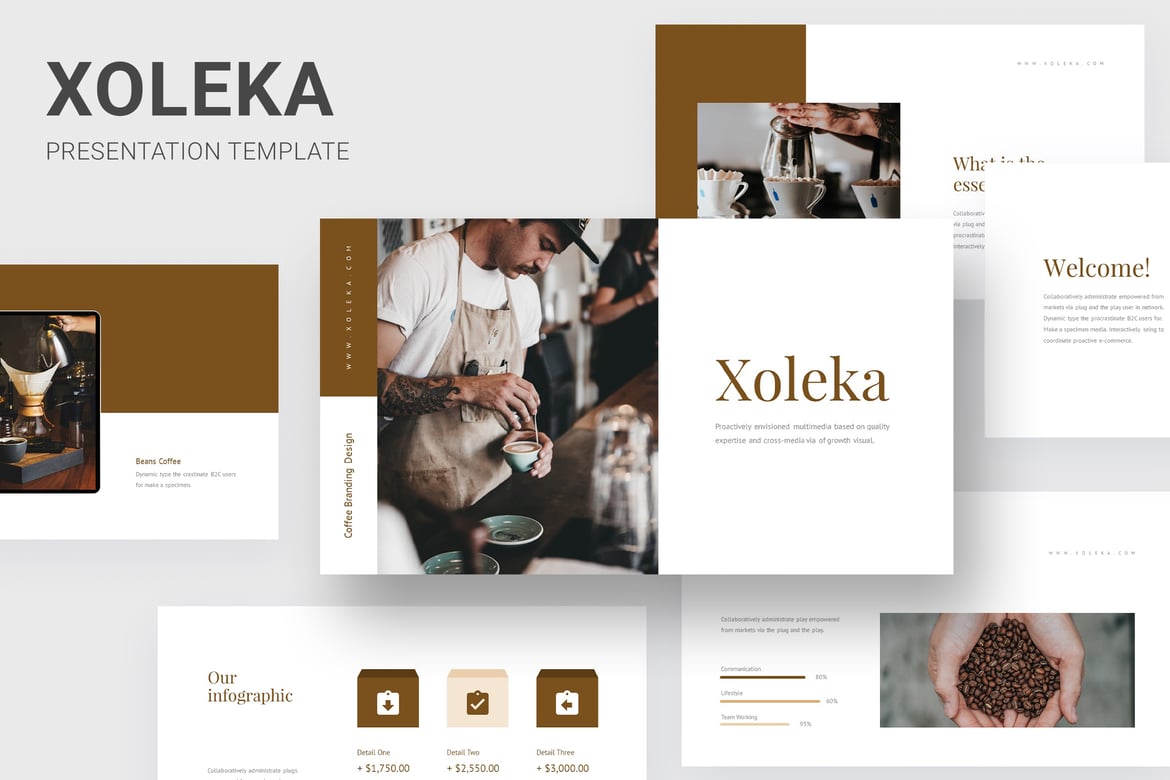 Xoleka - Template Powerpoint Branding Kopi yang Menarik