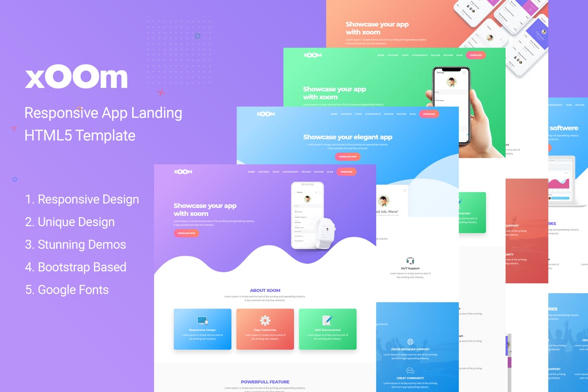 XOOM | Template Website Halaman Aplikasi Modern
