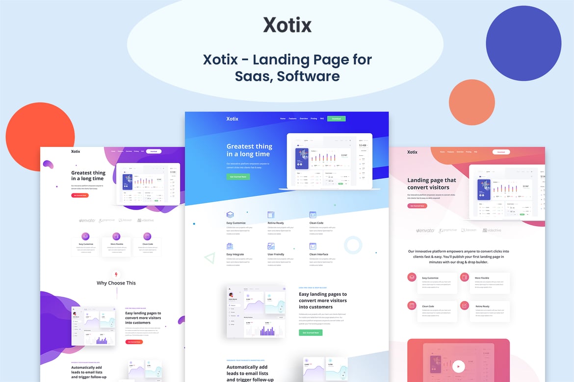 Xotix - Template Website Landing Page untuk Software & SaaS yang Menarik