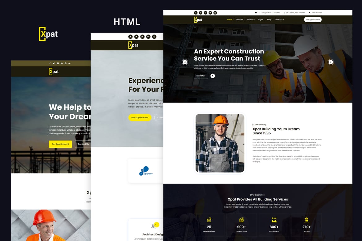 Xpat - Template Website HTML untuk Konstruksi & Renovasi yang Modern dan Kreatif