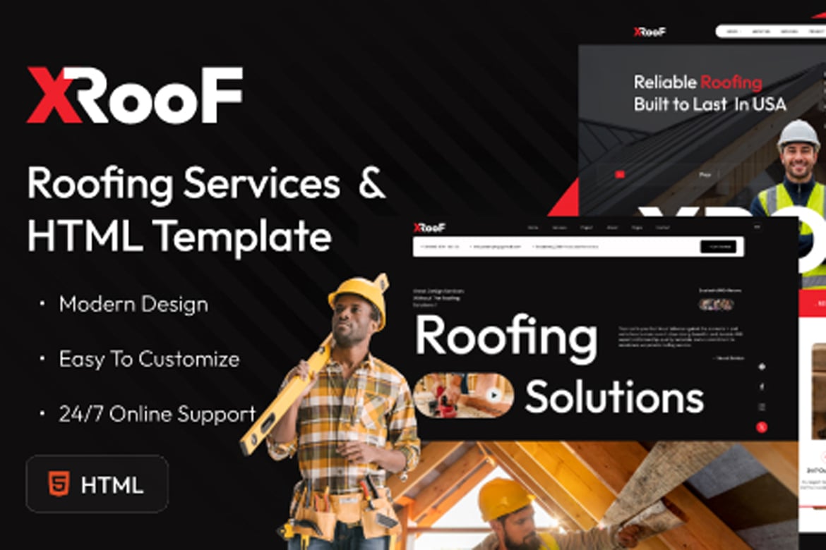 XRoof - Template Website Layanan Atap Modern dan Responsif