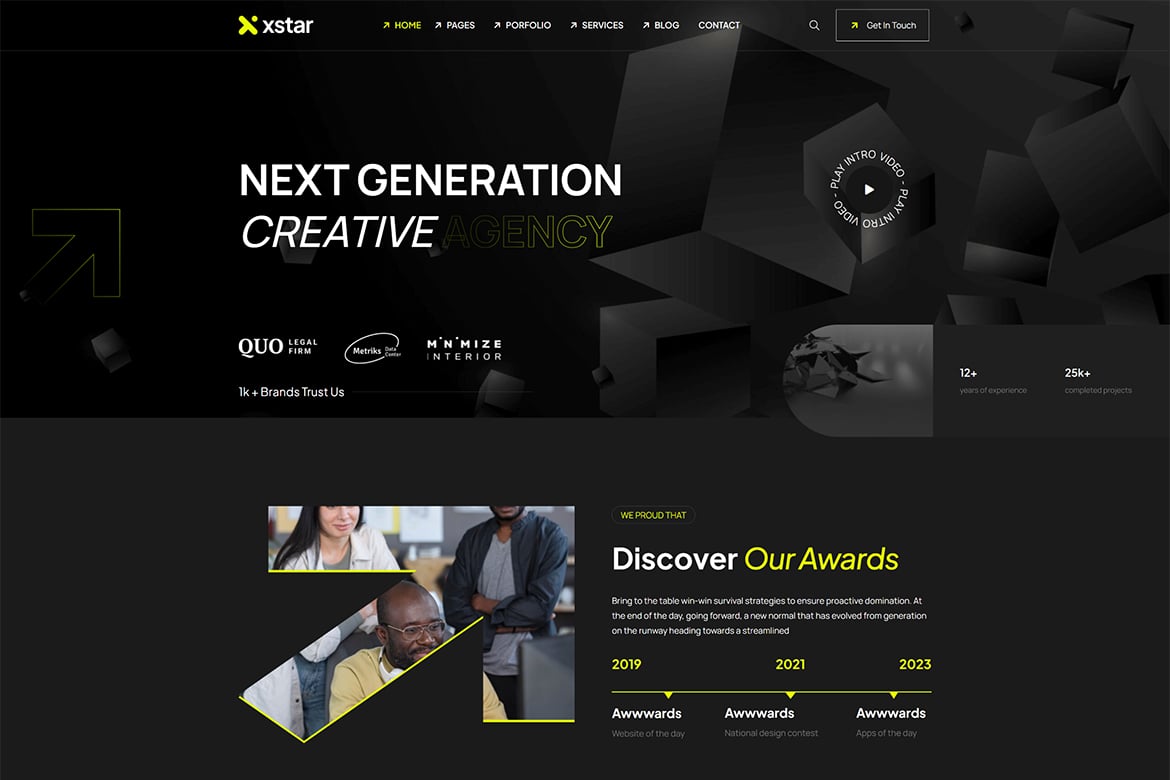 Xstar - Template Website Kreatif untuk Agensi & Portofolio dengan NextJS