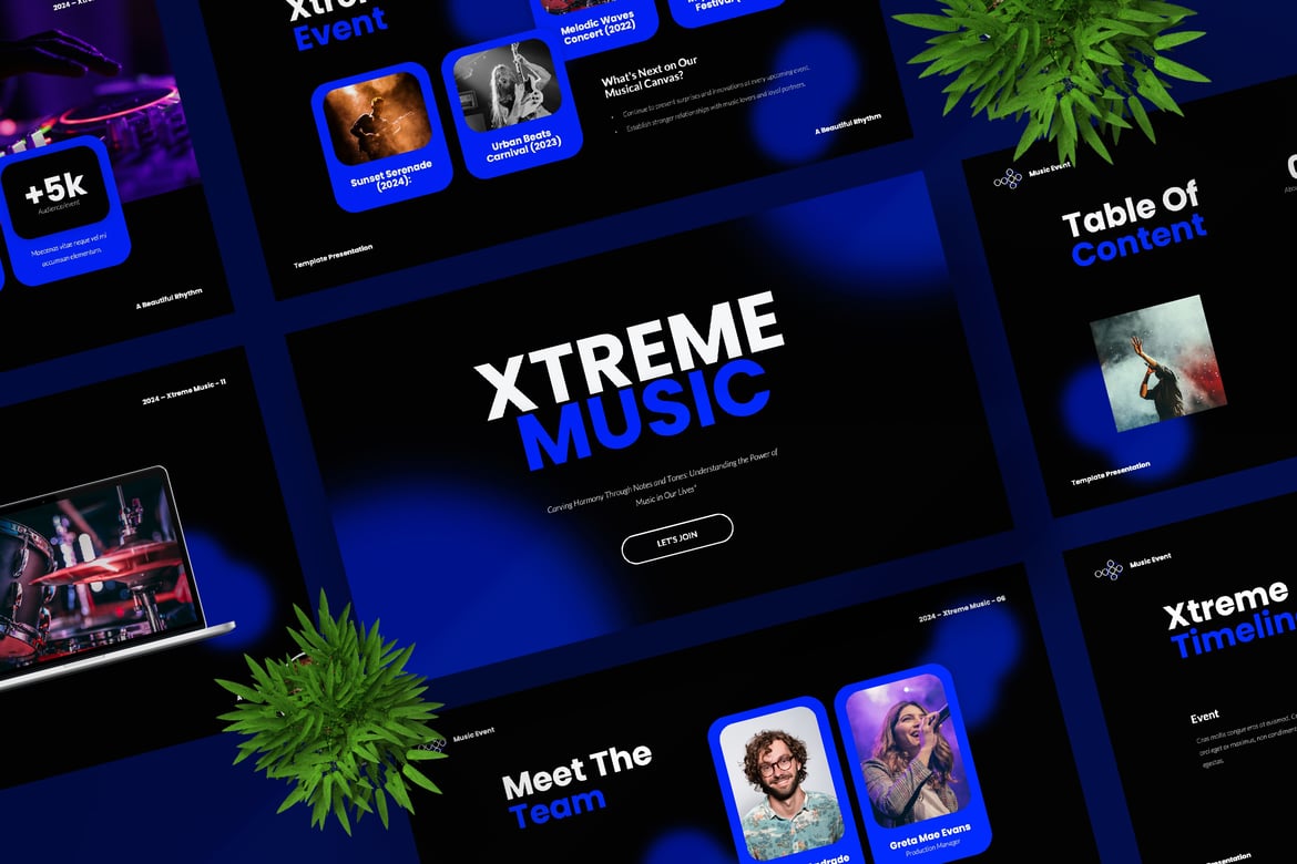 Template Presentasi PowerPoint XTREME Music yang Menarik dan Modern