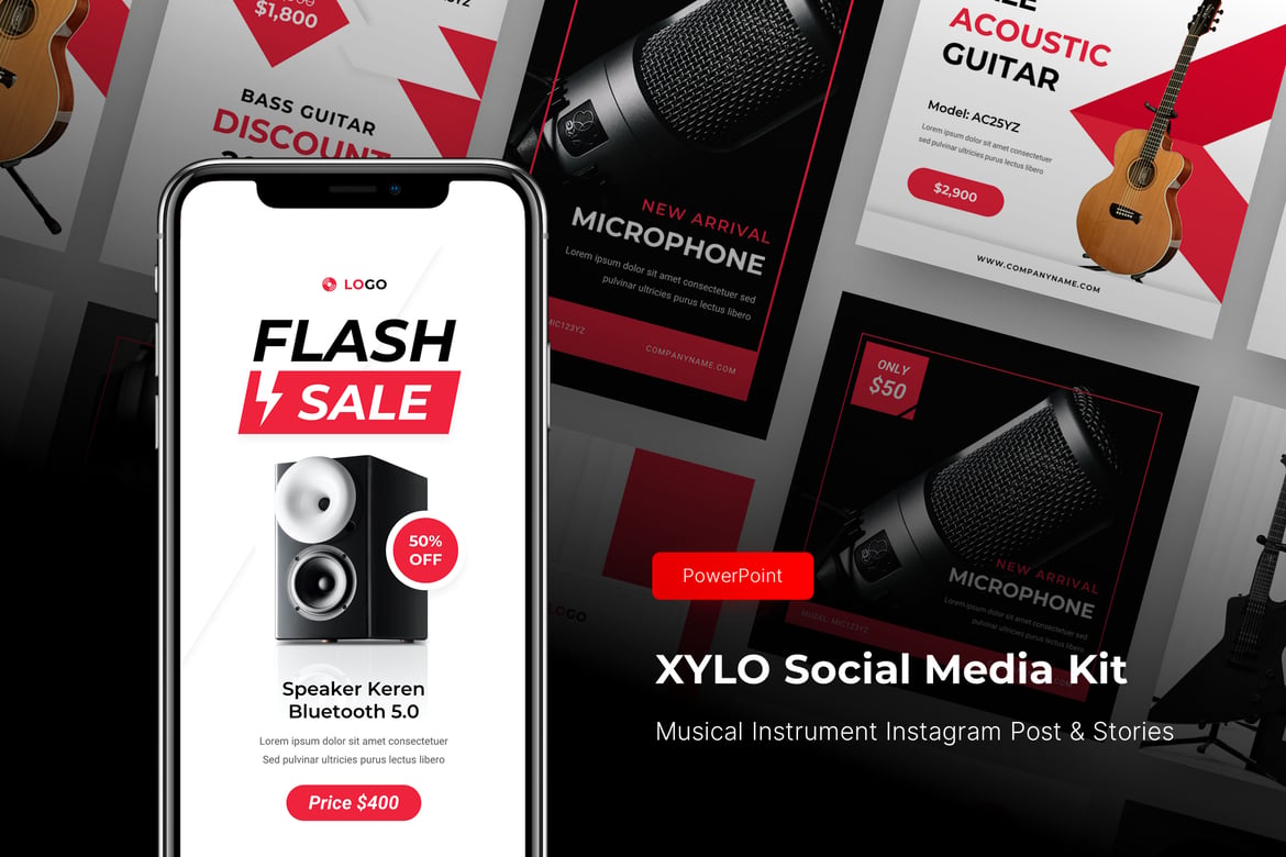 Xylo - Template PowerPoint Kit Media Sosial yang Menawan