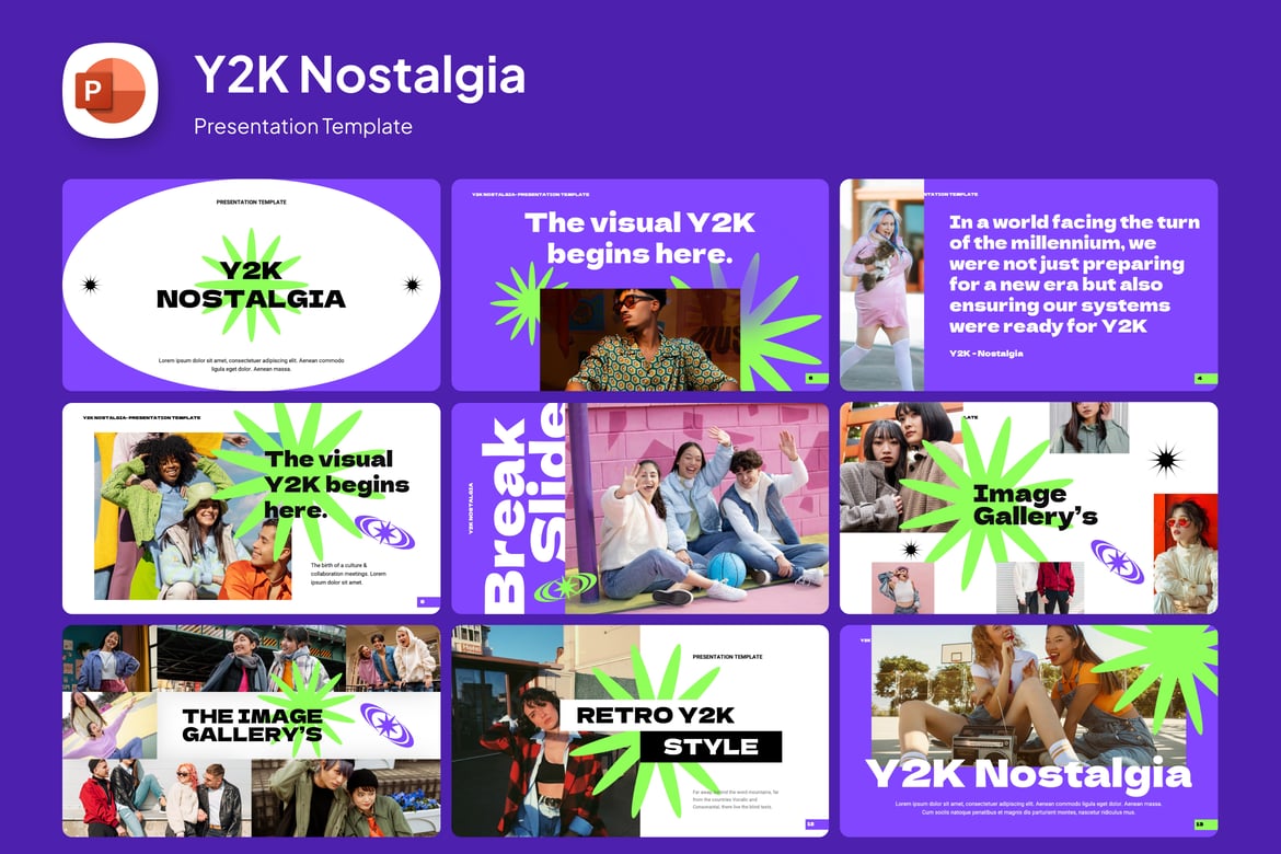 Template Presentasi PowerPoint Nostalgia Y2K yang Keren