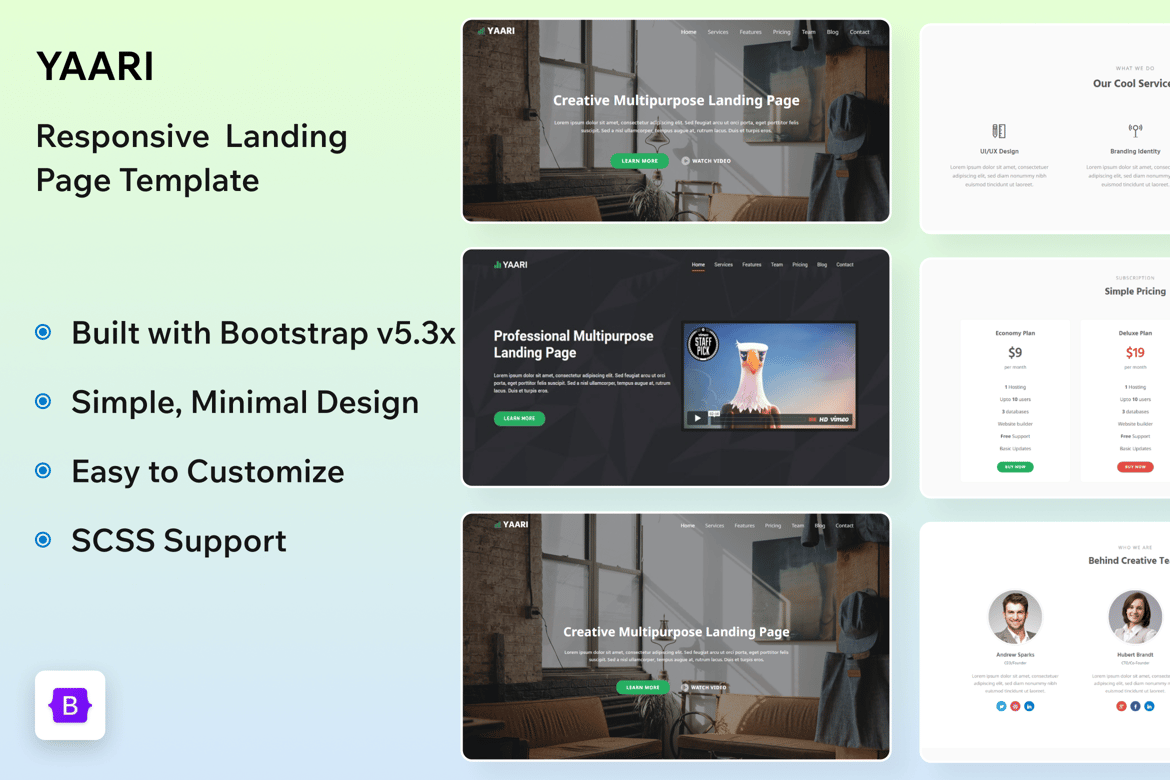 Yaari - Template Website Landing Page Modern dan Responsif