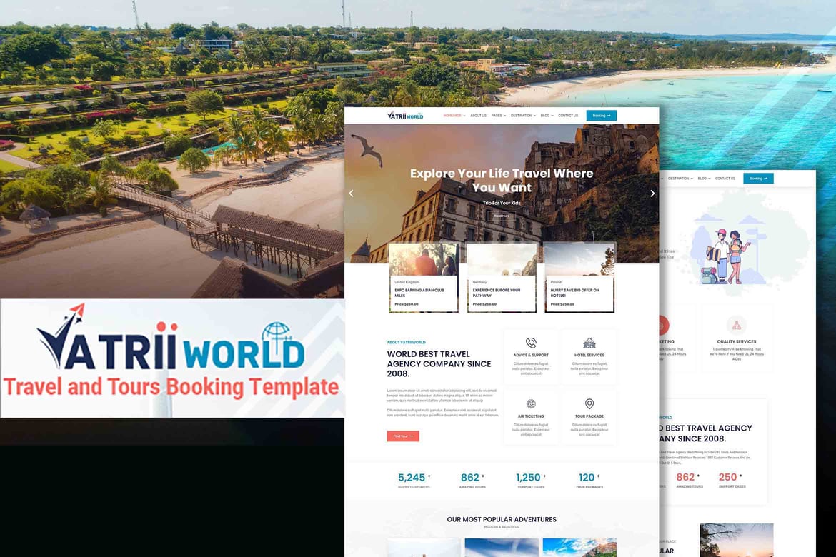 Yatriiworld - Template Website Pemesanan Perjalanan dan Tur Profesional