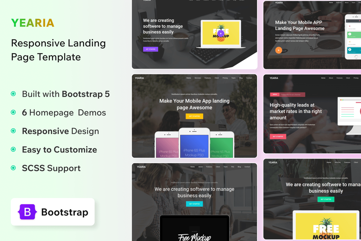 Yearia - Template Website Landing Page Serbaguna yang Stylish