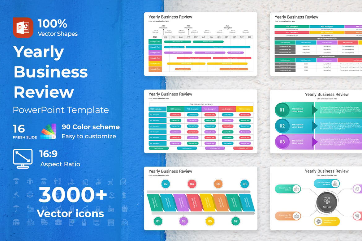 Template PowerPoint Tinjauan Bisnis Tahunan yang Menarik