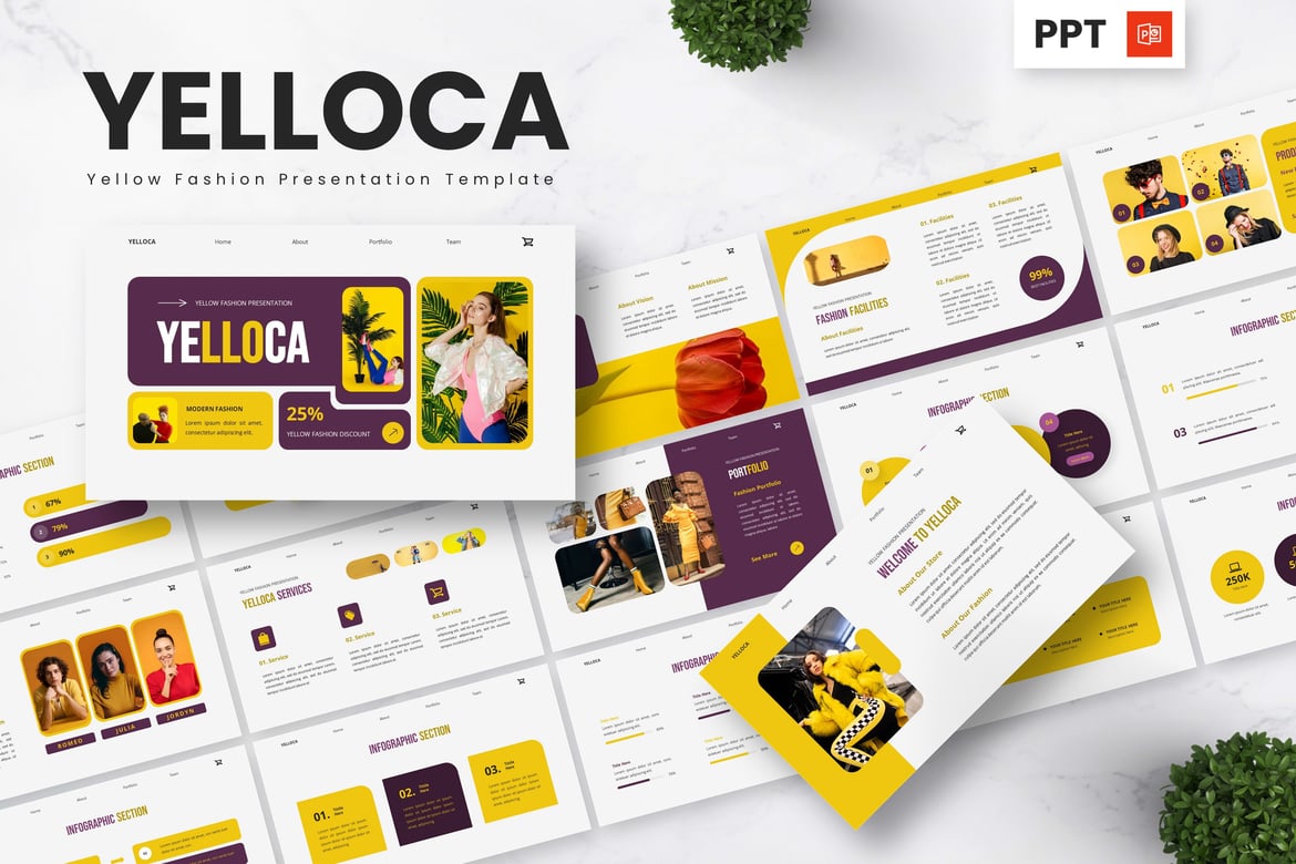 Yelloca - Template Powerpoint Fashion Kuning yang Menarik