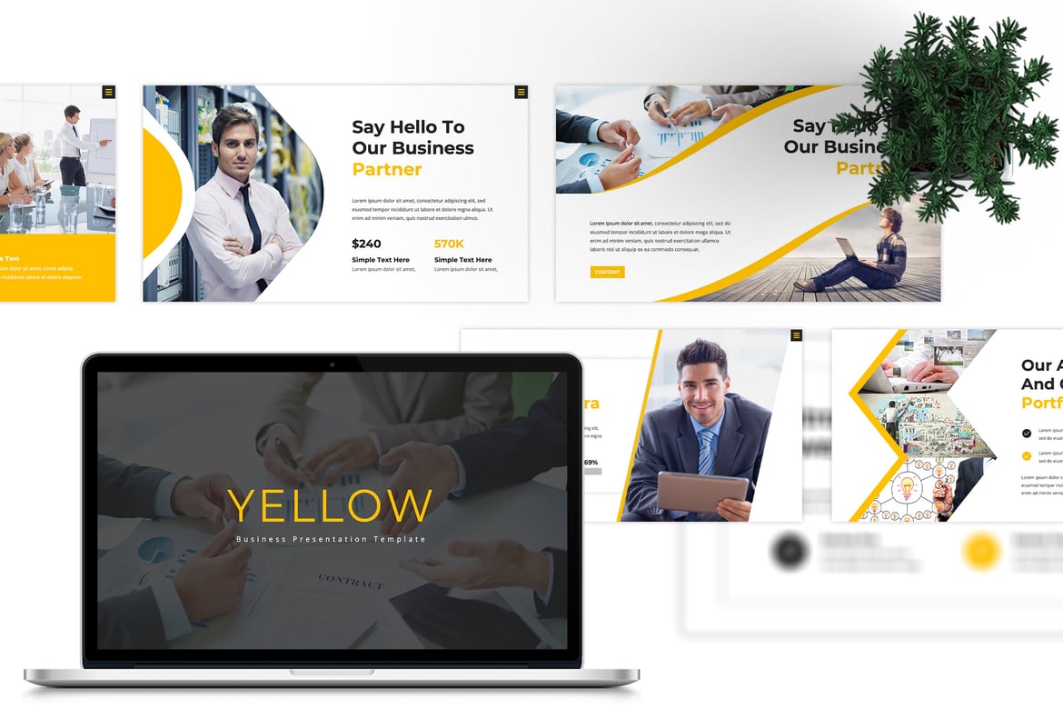 Template Presentasi PowerPoint Bisnis Kuning yang Modern dan Kreatif