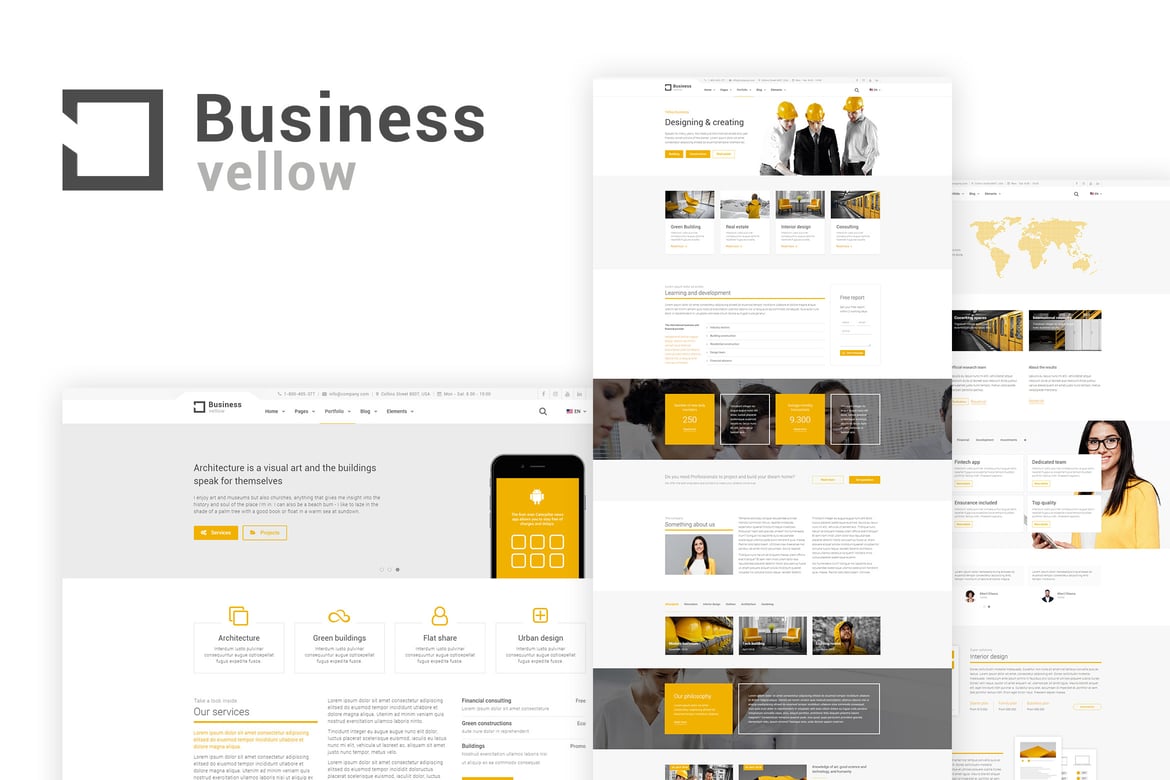 Template Website Bisnis Konstruksi Berwarna Kuning