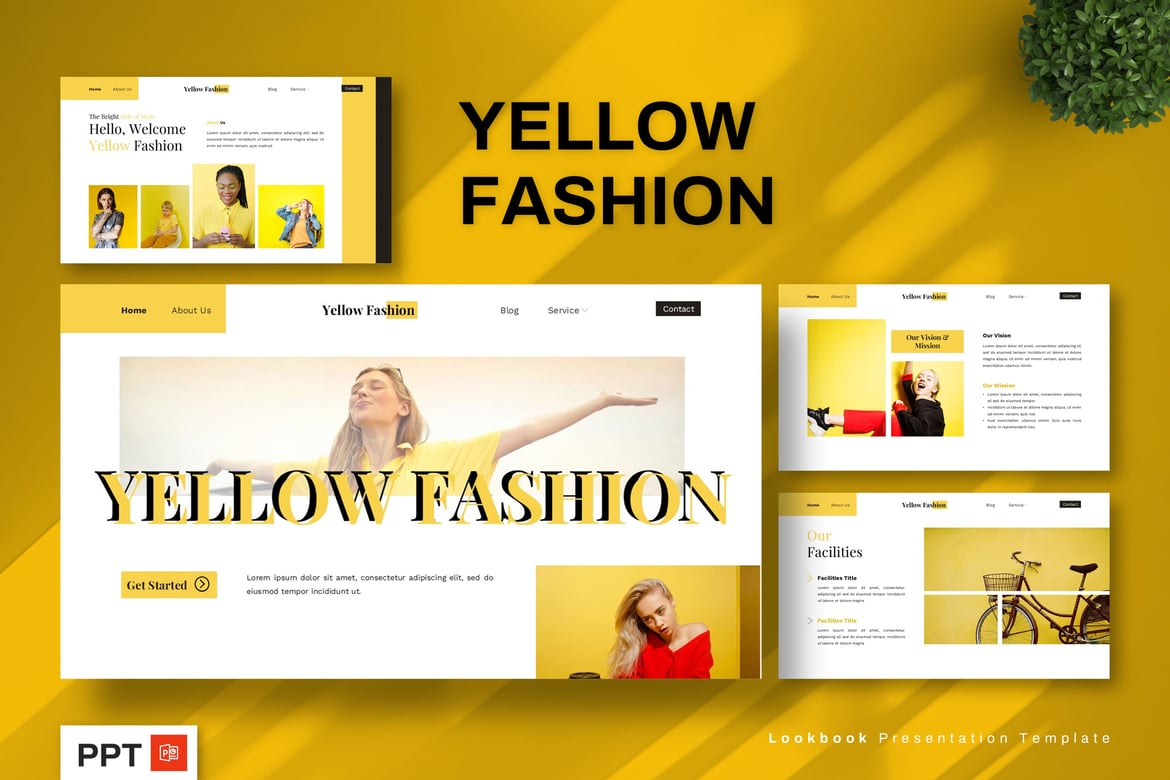 Template Presentasi Fashion Kuning - Lookbook yang Elegan