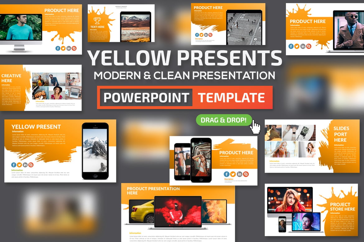 Template Presentasi PowerPoint Latar Kuning yang Menarik