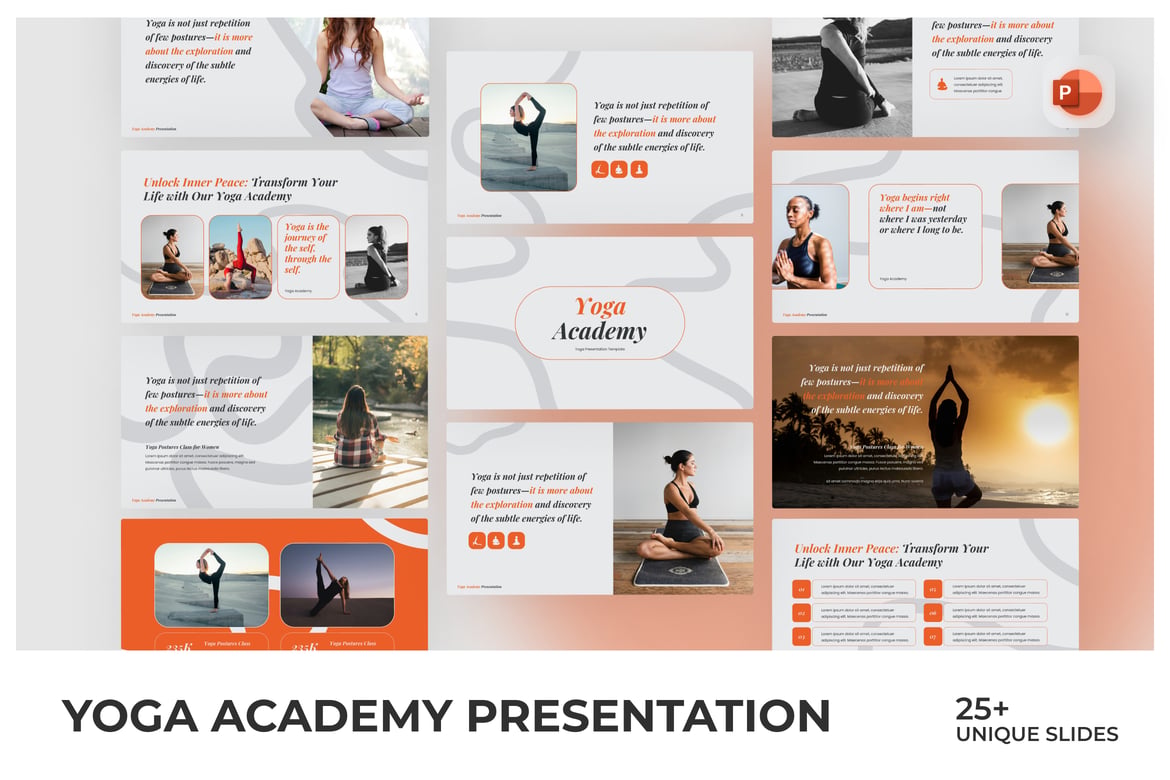 Template Presentasi PowerPoint Yoga Academy yang Menarik