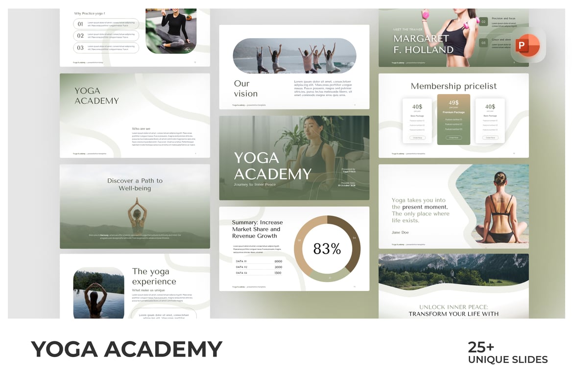 Template PowerPoint Yoga Academy yang Menarik dan Profesional