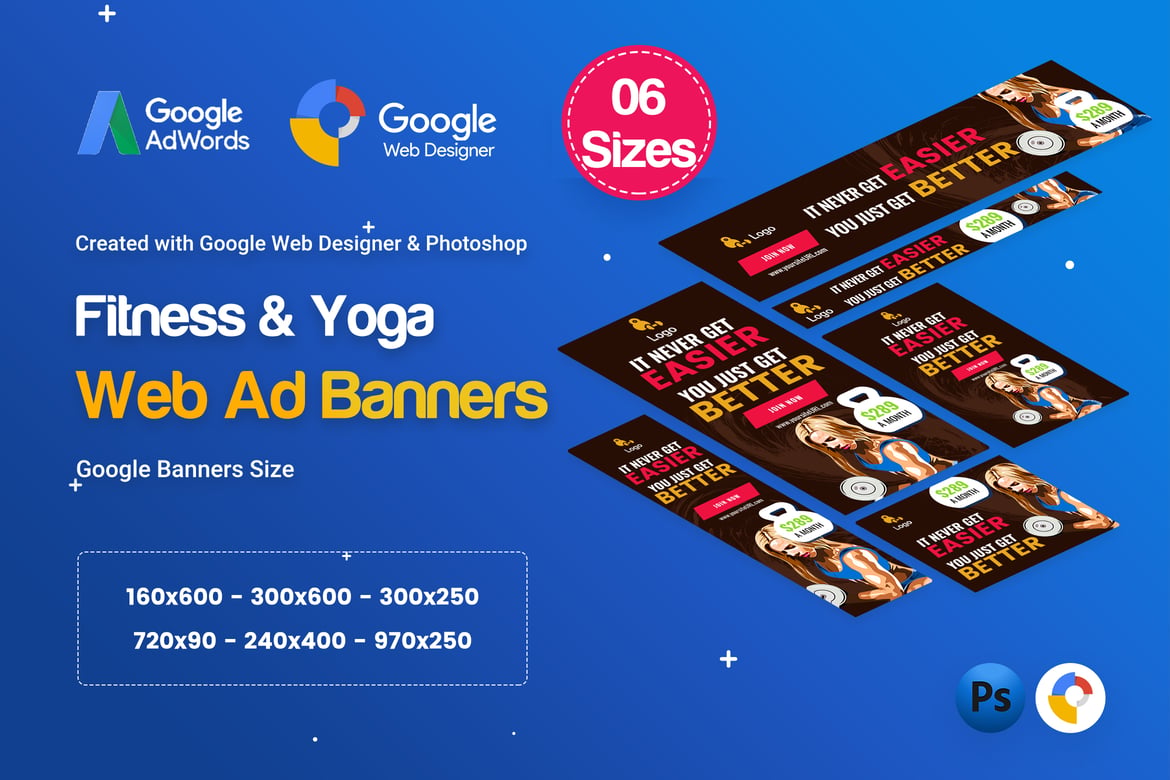 Template Website Spanduk Yoga & Kebugaran D35 - GWD & PSD