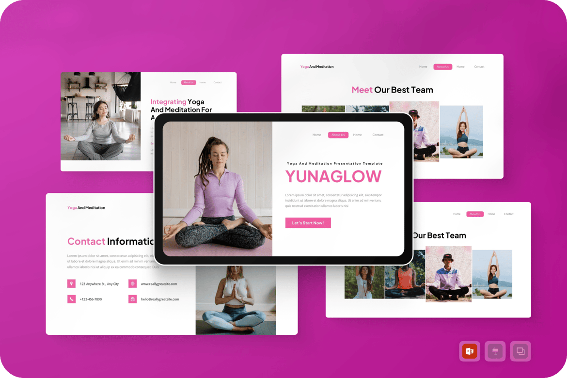 Template PowerPoint Yoga dan Meditasi yang Menawan