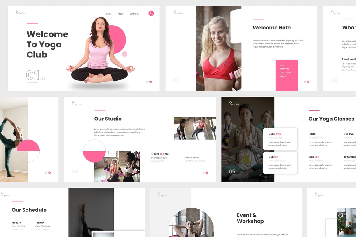 Template Presentasi PowerPoint Yoga Club yang Menarik