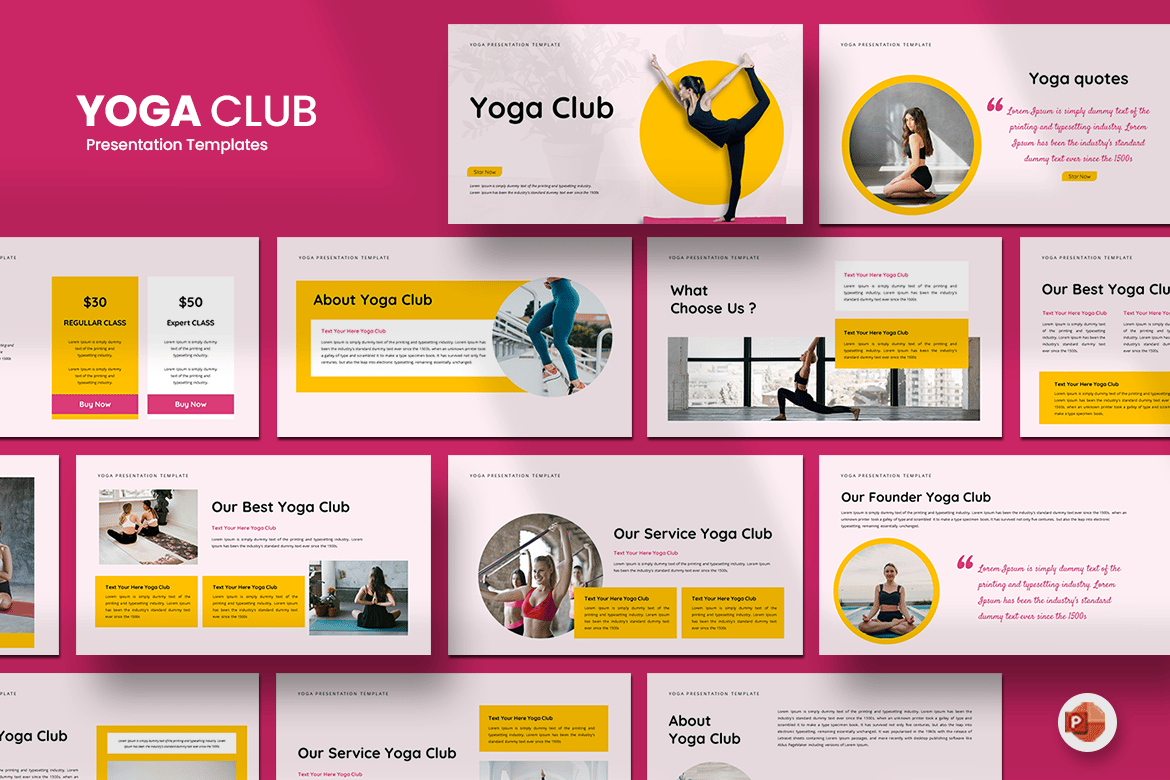 Template PowerPoint Yoga Club yang Menarik dan Profesional
