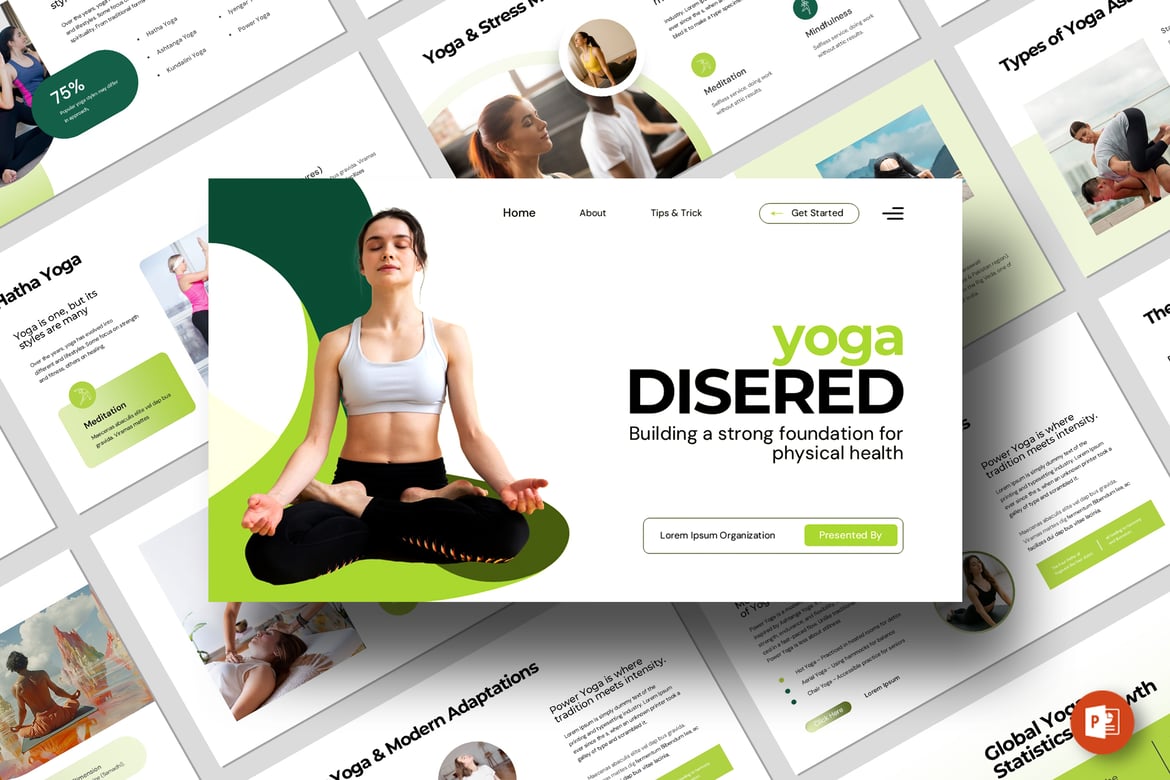 Template PowerPoint Yoga Disered yang Modern dan Menarik