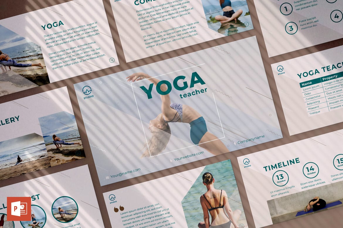 Template PowerPoint Presentasi Instruktur Yoga yang Menarik dan Profesional