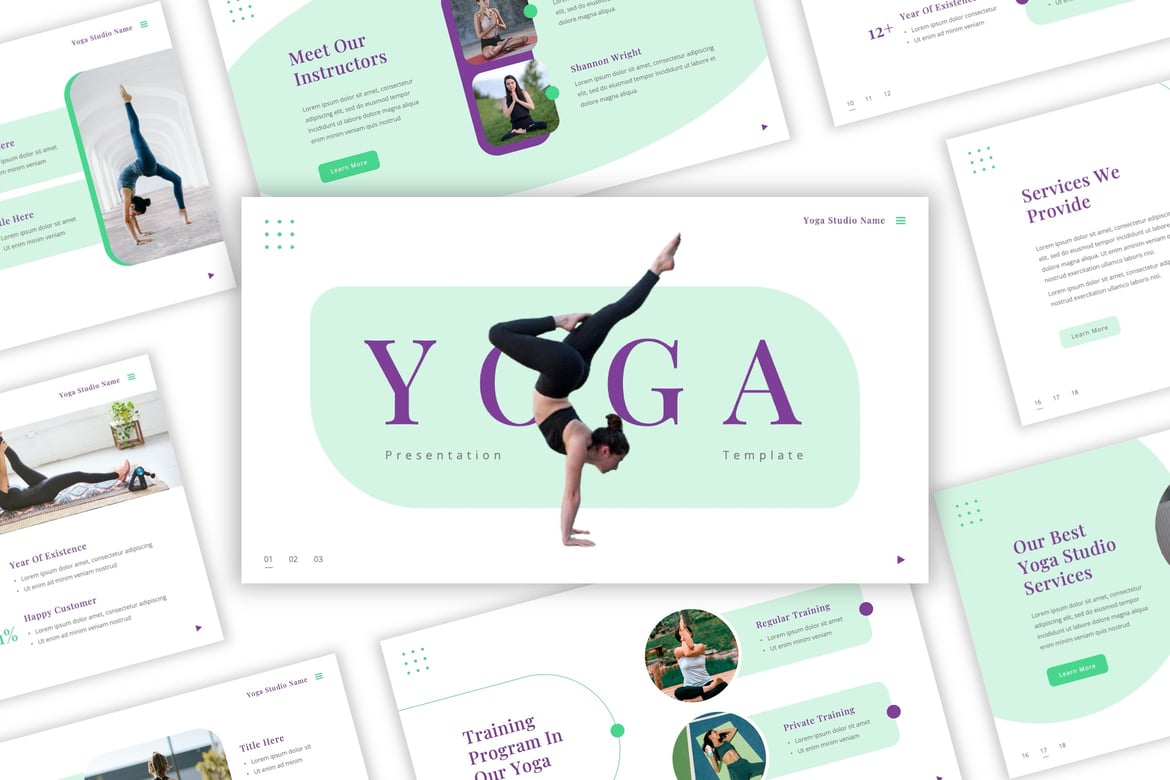 Template PowerPoint Yoga yang Kreatif dan Modern