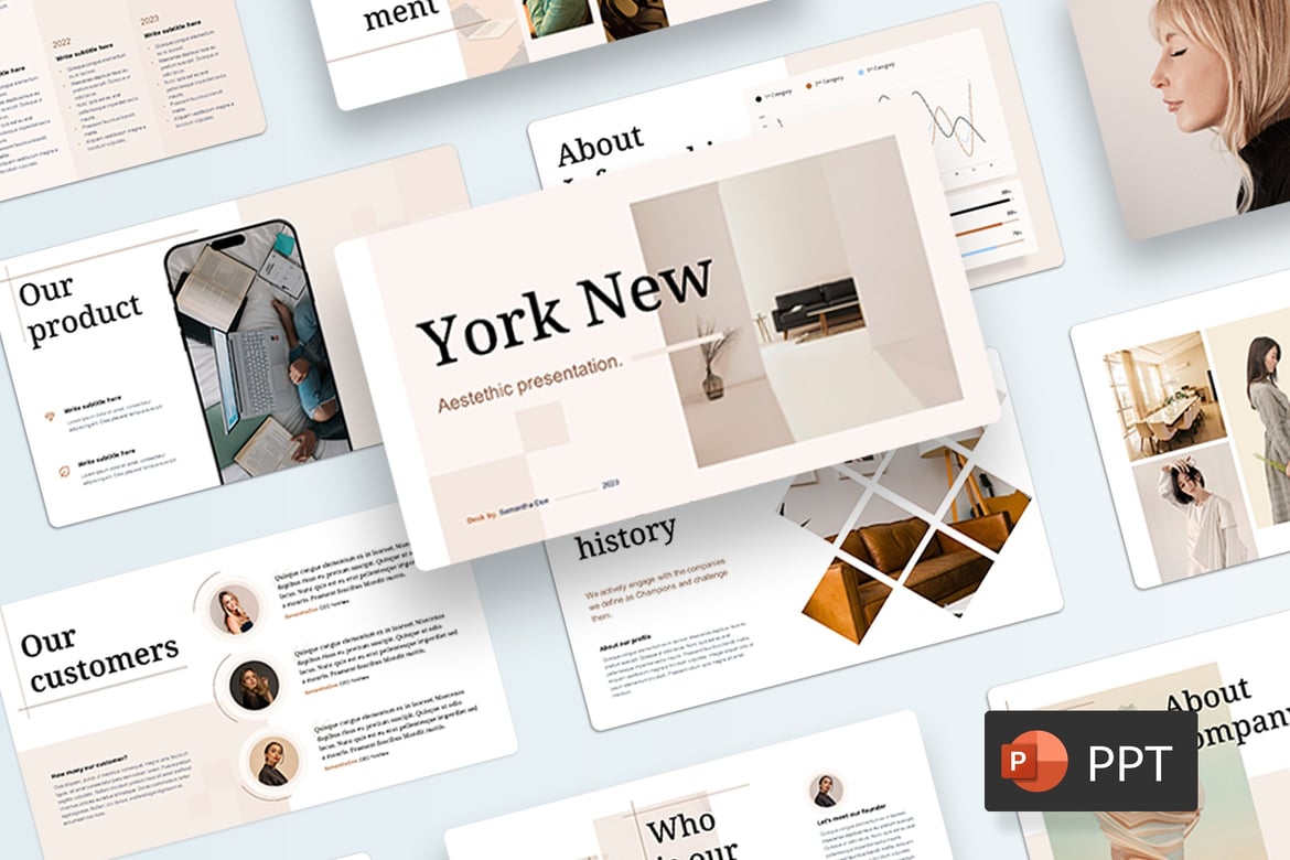 YORKNEW - Template PowerPoint Estetis untuk Presentasi Menarik