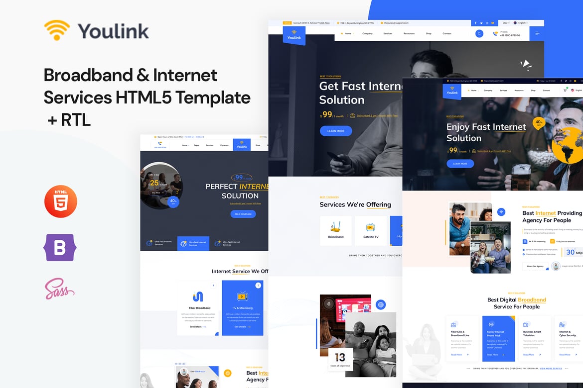 Youlink - Template Website Layanan Internet dan Broadband