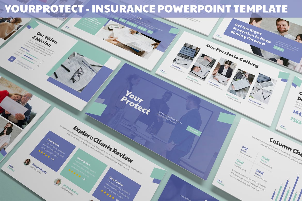 Yourprotect - Template Powerpoint Asuransi yang Kuat dan Sederhana