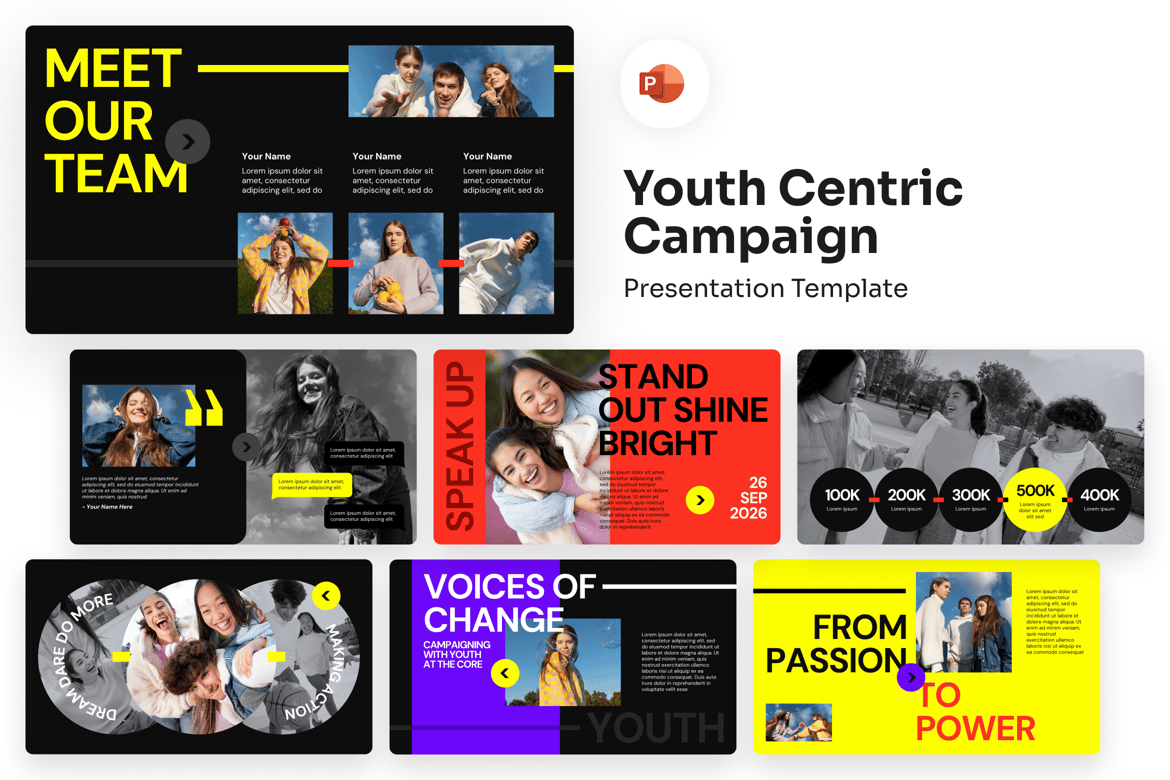 Template Presentasi PowerPoint Berfokus pada Generasi Muda