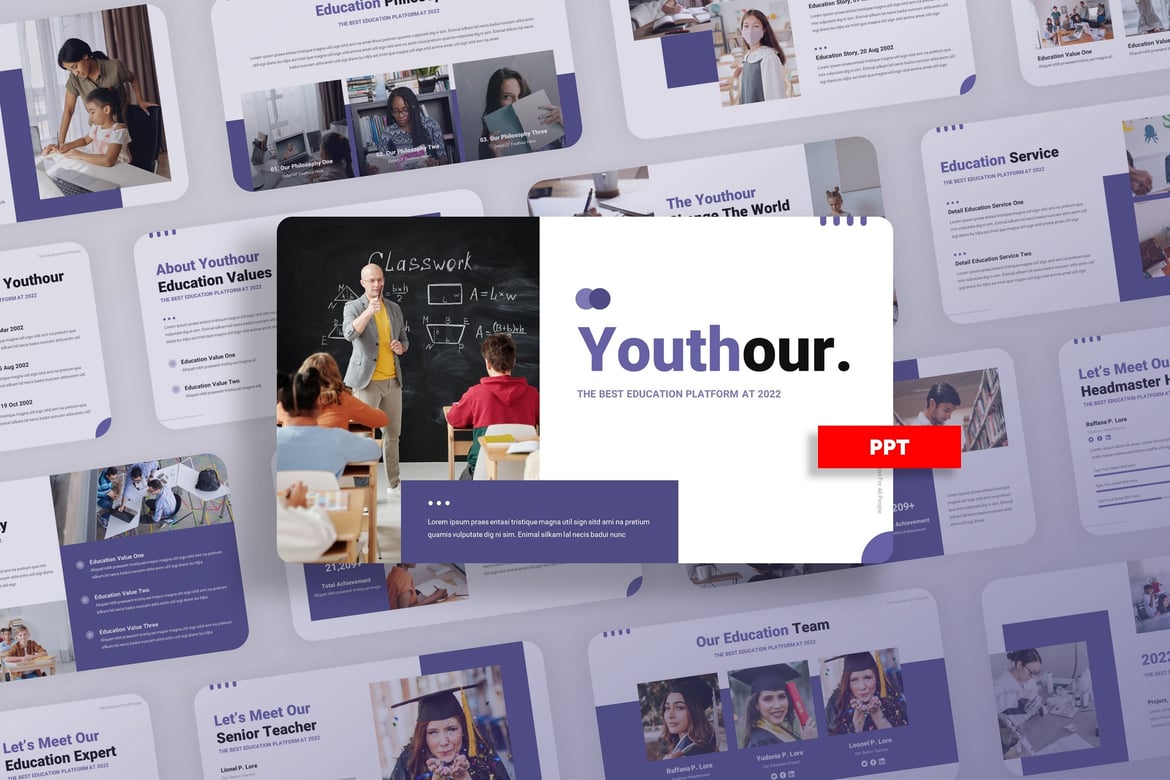 Template Presentasi PowerPoint Youthour yang Kreatif dan Modern