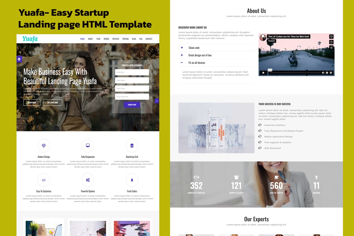 Yuafa - Template Website Landing Page Startup yang Menarik