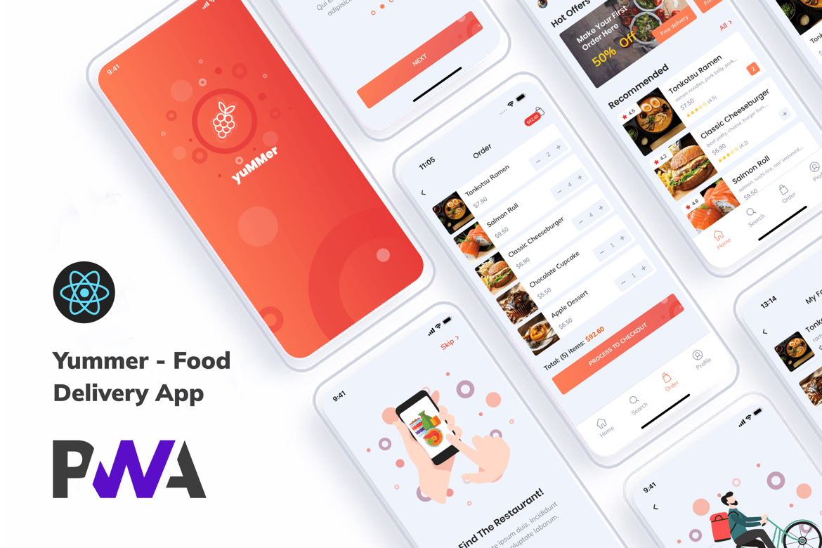 Yummer – Aplikasi Pengantaran Makanan Modern (React + PWA + CMS)