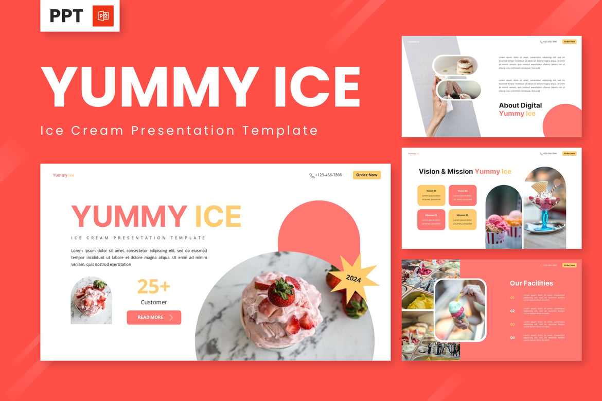 Template Presentasi Es Krim Yummy Ice yang Menggoda
